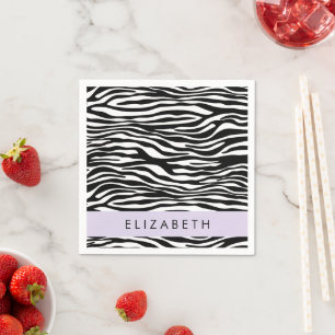 Zebraprint, strepen, zwart-wit, Jouw naam Servet