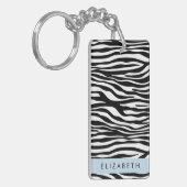 Zebraprint, strepen, zwart-wit, Jouw naam Sleutelhanger (Voorkant Links)