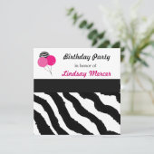 Zebraprint Verjaardagsuitnodiging Kaart (Staand voorkant)