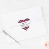 Zebraprint, zebra strepen, roze zebra, bruiloft hart sticker (Envelop)