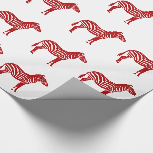 Zebras - Deep Red en White Cadeaupapier (Hoek)