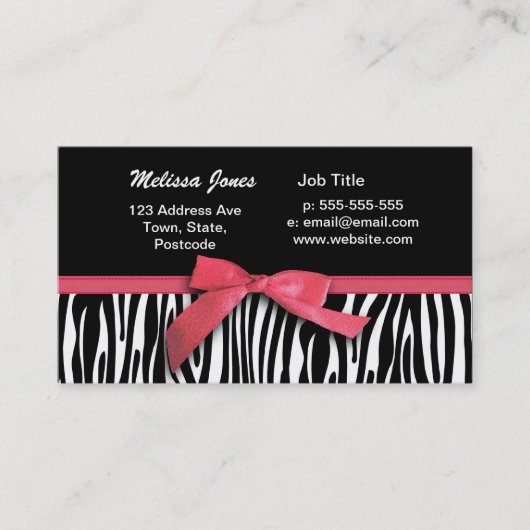 Zebra's en rode lint visitekaartje (Voorkant)