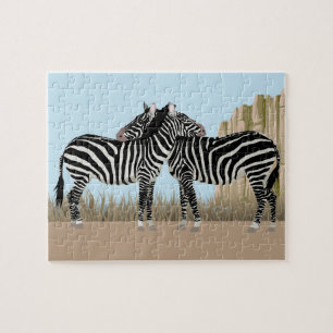 Zebra's Grooming op Serengeti Jigsaw Puzzel