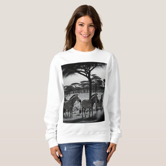 Zebras in Afrika Olieverf, dames overhemden Trui (Voorkant volledig)
