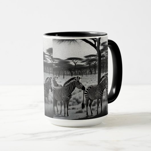 Zebras in Afrika Olieverf, koffie-Mok Mok (Voorkant rechts)