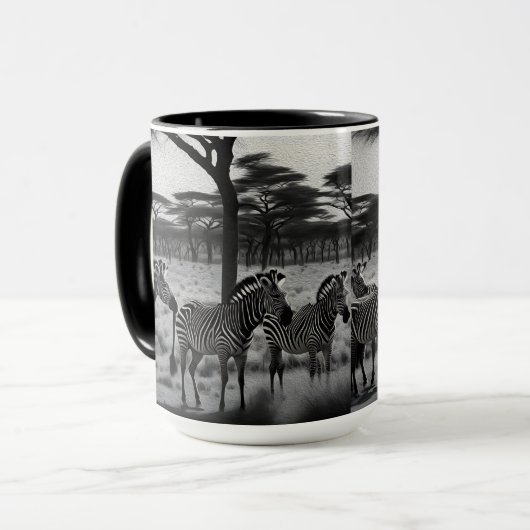 Zebras in Afrika Olieverf, koffie-Mok Mok (Voorkant links)