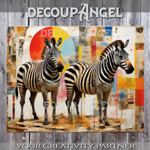 Zebra's in de moderne kunst decoupage tissuepapier