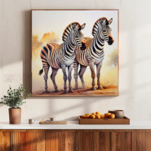 Zebras in Safari Serene Afrikaanse Wildlife Art