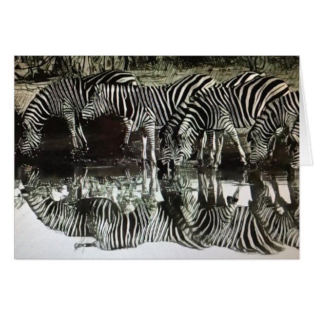 Zebras in watering (Voorkant Horizontaal)
