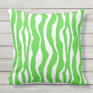Zebra's - Lime Green en White Buitenkussen