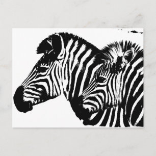 Zebras Modern Black and White Pop Art Sjabloon. Briefkaart
