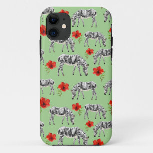 Zebras onder Hibiscus Flowers iPhone 11 Hoesje