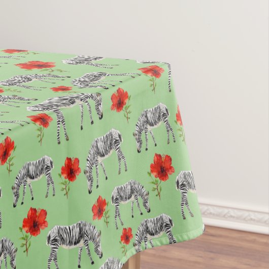 Zebras onder Hibiscus Flowers Tafelkleed (Voorbeeld)
