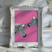 Zebras op Roze Preppy Dier Kunstprint Poster