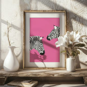 Zebras op Roze Preppy Dier Kunstprint Poster