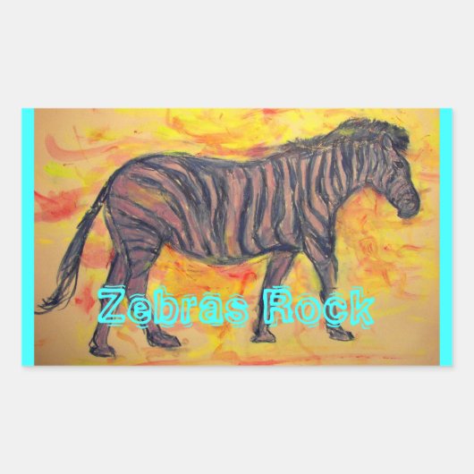 Zebras Rock Rechthoekige Sticker (Voorkant)