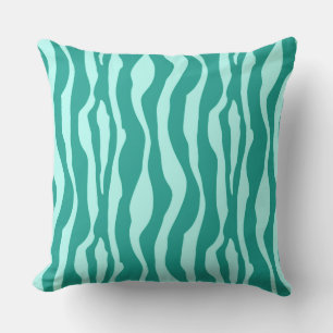 Zebra's - Turquoise en Aqua Buitenkussen