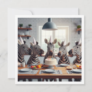 Zebra's vieren, zebra verjaardagsuitnodiging kaart