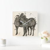 Zebras Vierkante Klok (Huis)