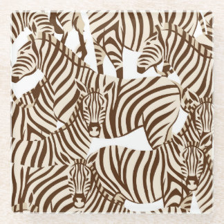 Zebra's, wilde savanne, naadloos patroon glazen onderzetter
