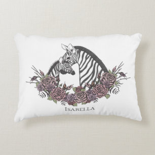 Zebrasafari met de hand getekend mauve accent Mood Kussen