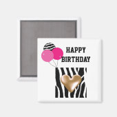 Zebrastreep Verjaardagsballonnen Magneet (Voorkant / Achterkant)