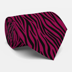 Zebrastrepen in zwart en bordeauxrood safariprint stropdas