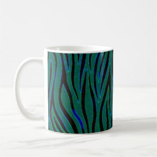 Zebrastrepen in zwart en groene safariprint koffiemok