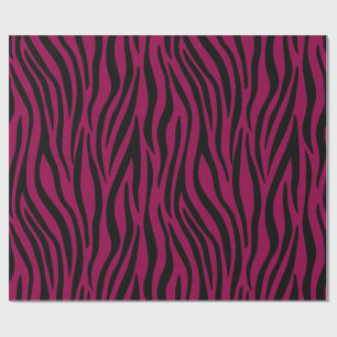 Zebrastrepen in zwart en magenta safariprint cadeaupapier