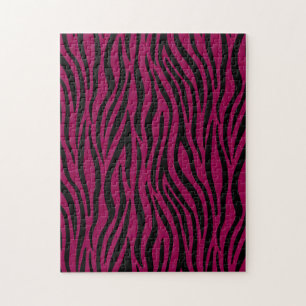 Zebrastrepen in zwart en magenta safariprint legpuzzel