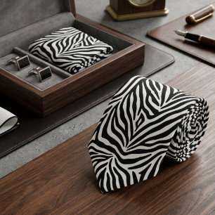 Zebrastrepen Klassiek Zwart & Wit Stropdas