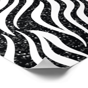 Zebrastrepen Zwart Glitter Wilde Dierenprint Poster