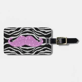Zebrastrips en roze band bagagelabel