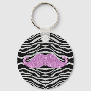 Zebrastrips en roze band sleutelhanger