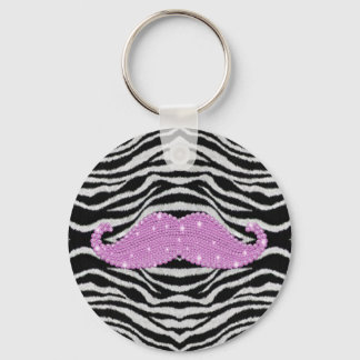 Zebrastrips en roze band sleutelhanger