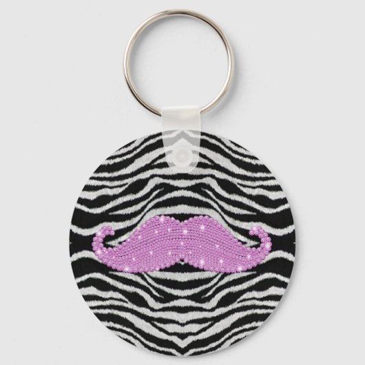 Zebrastrips en roze band sleutelhanger (Voorkant)
