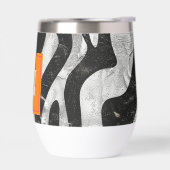Zèbre Artistique Gris Orange & Monogramme Rose Cha (Gauche)