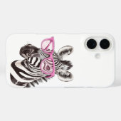 Zèbre avec lunettes roses iPhone / coque ipad (Verso (horizontal))