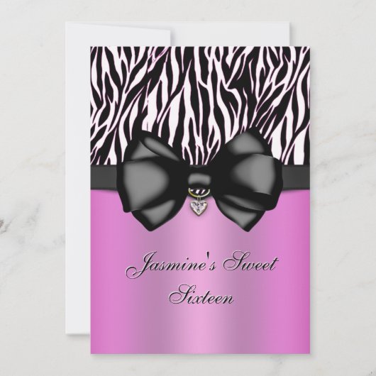Zèbre bitumé chic Imprimer 5 x 7 Invitations [rose (Devant)