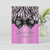 Zèbre bitumé chic Imprimer 5 x 7 Invitations [rose (Debout devant)
