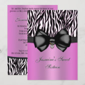 Zèbre bitumé chic Imprimer 5 x 7 Invitations [rose (Devant / Derrière)