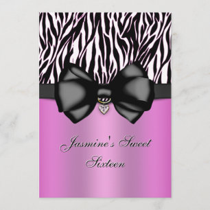 Zèbre bitumé chic Imprimer 5 x 7 Invitations [rose