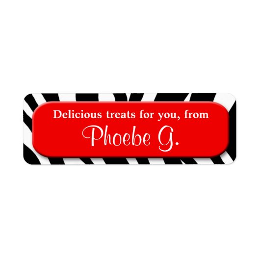 Zèbre classique Imprimé Rouge Cuisine Étiquettes d (Devant)