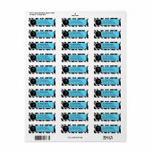 Zèbre classique Imprimer Aqua Monogramme Étiquette (Feuille entière)