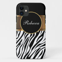 Zèbre de coque iphone de monogramme