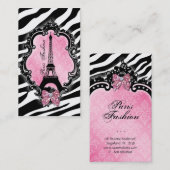 Zèbre de mode de Paris de carte de visite de (Devant / Derrière)