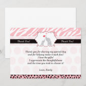 Zèbre de noir de rose de carte de remerciements (Devant / Derrière)