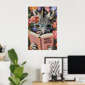 Zèbre fantaisiste lisant une impression d'art de l (Bureau à domicile)