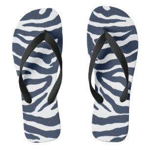 zèbre imprimer tongs bleu foncé