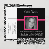 zèbre ; invitation d'anniversaire (Devant / Derrière)